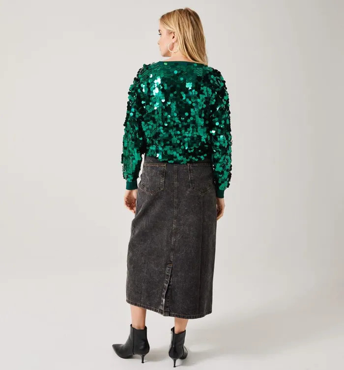 Women Maxi Sequinned Jumper 8211 Petrole Moyen Promod Jumpers And Cardigans Women Maxi Sequinned Jumper 8211 Petrole Moyen Promod Jumpers And Cardigans