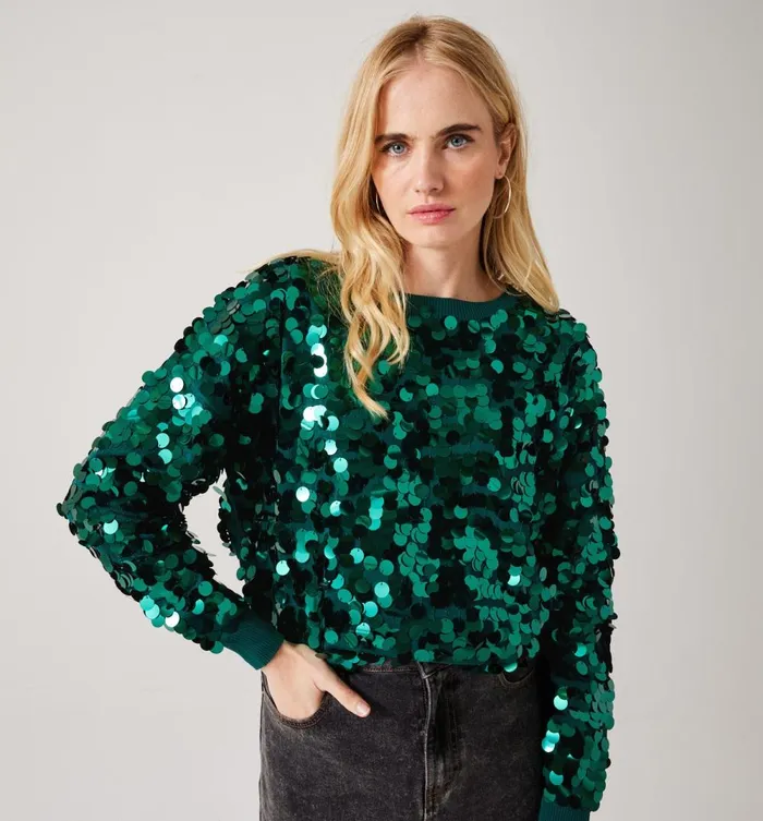 Women Maxi Sequinned Jumper 8211 Petrole Moyen Promod Jumpers And Cardigans Women Maxi Sequinned Jumper 8211 Petrole Moyen Promod Jumpers And Cardigans