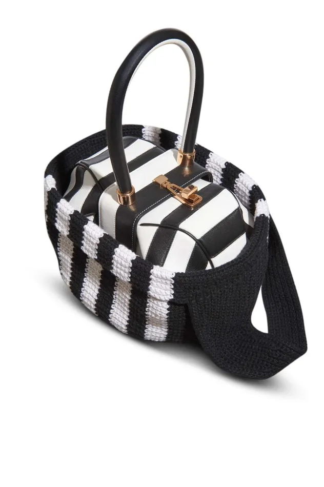 WomenMen Crossbody Bags Gabriela Hearst Crossover Knit Bag In Black and Ivory Cashmere