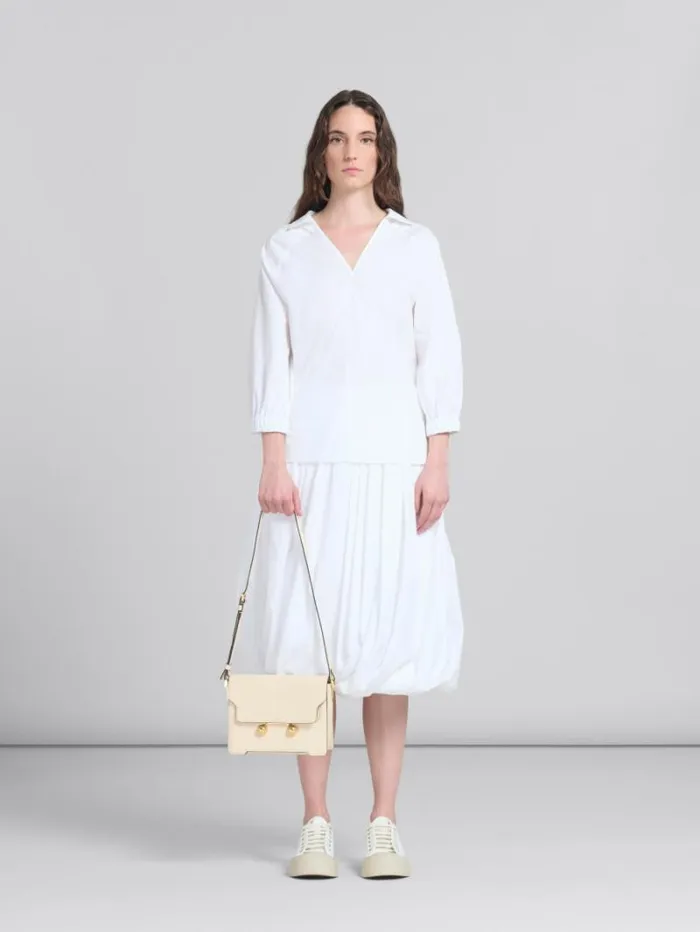 WomenMen Marni Trunkaroo Bag Cream Leather Trunkaroo Medium Shoulder Bag