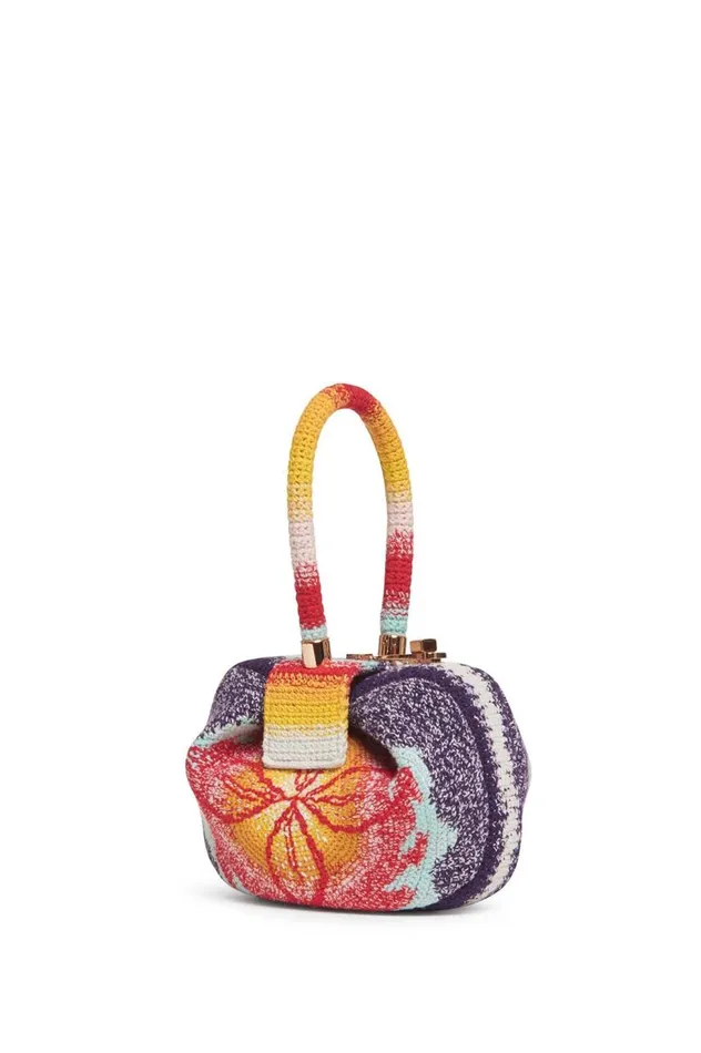 WomenMen Mini Bags Gabriela Hearst Demi Bag In Blue Red and Orange Crochet
