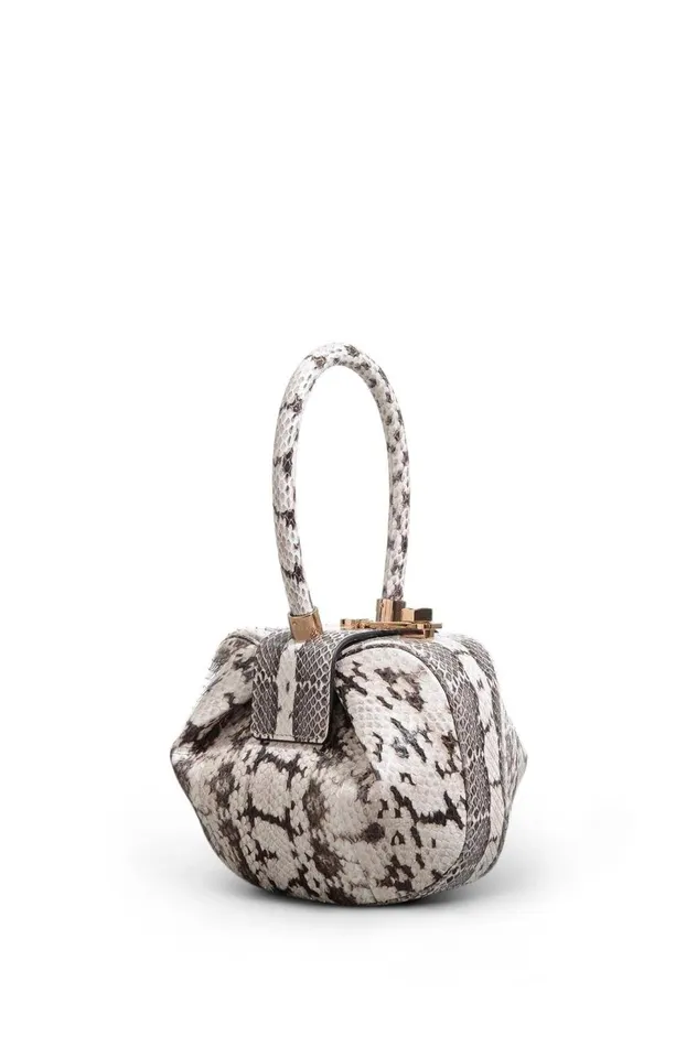 WomenMen Top Handles Gabriela Hearst Demi Bag In Black and Ivory Snakeskin