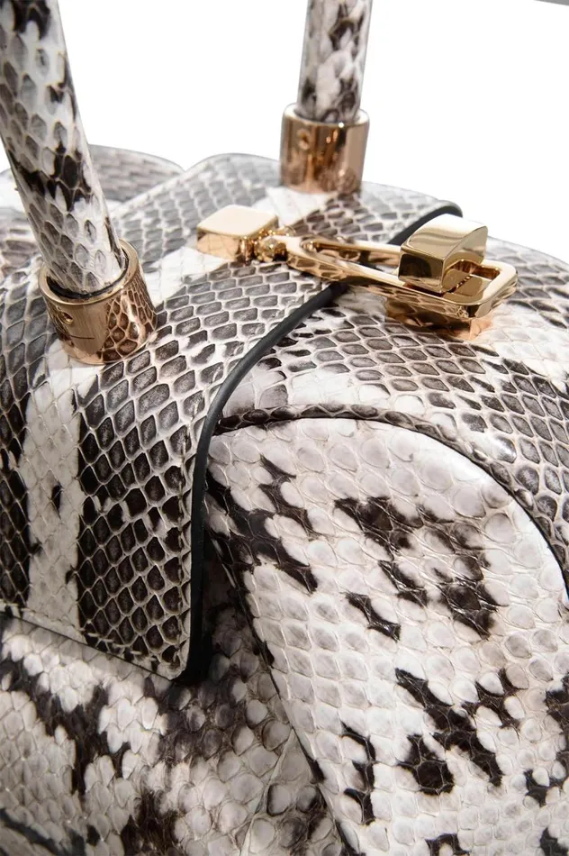 WomenMen Top Handles Gabriela Hearst Demi Bag In Black and Ivory Snakeskin