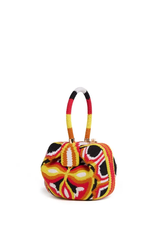 WomenMen Top Handles Gabriela Hearst Demi Bag In Red Yellow and Black Crochet