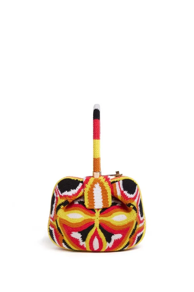 WomenMen Top Handles Gabriela Hearst Demi Bag In Red Yellow and Black Crochet