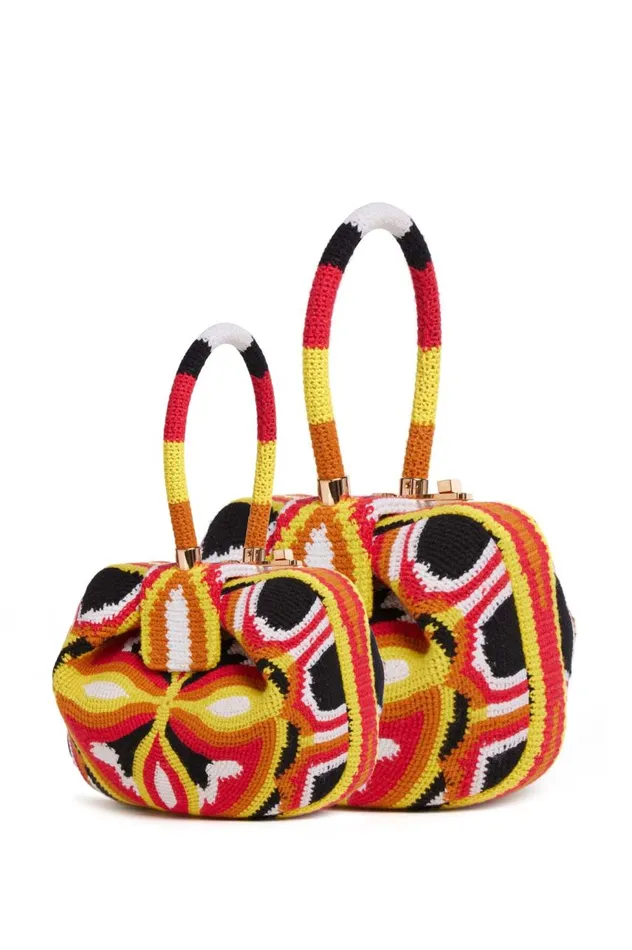 WomenMen Top Handles Gabriela Hearst Demi Bag In Red Yellow and Black Crochet