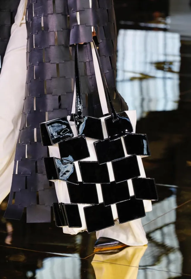 WomenMen Totes Gabriela Hearst Lacquered Tote Bag In Black and Ivory Patchwork Leather