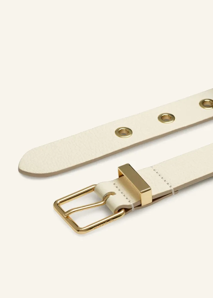 Women Metal Eyelet HipsToWaist Belt Cream MEEM