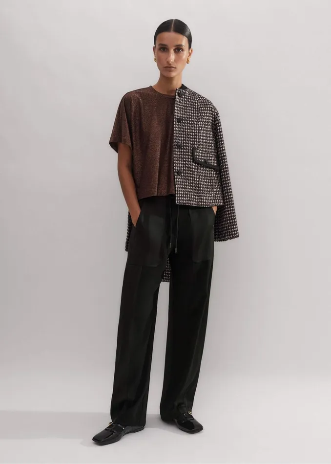 Women Metallic Box Crop Tee Blackbronze MEEM