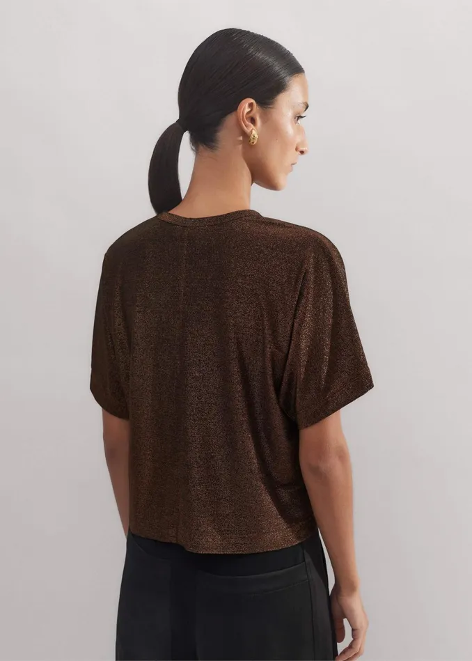 Women Metallic Box Crop Tee Blackbronze MEEM