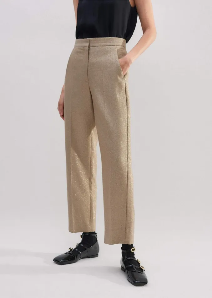 Women Metallic Slim Crop Pant Metallic MEEM