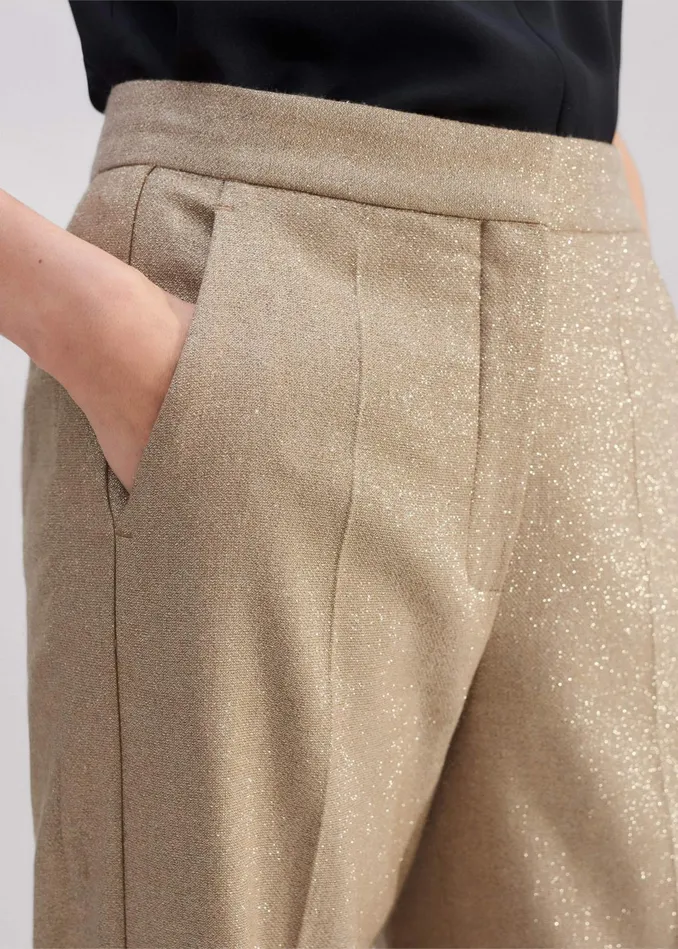 Women Metallic Slim Crop Pant Metallic MEEM