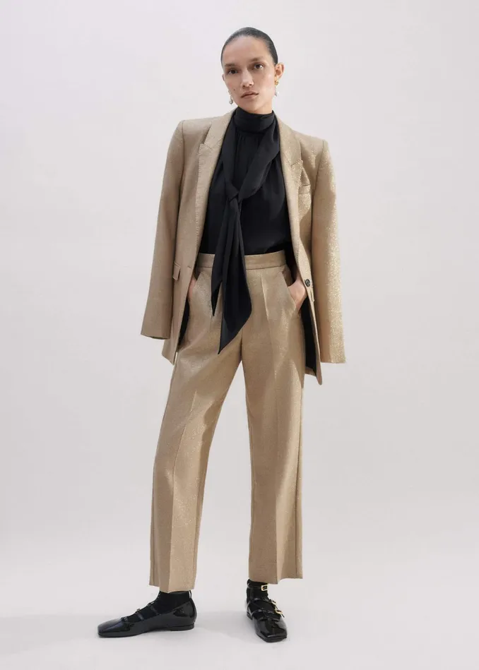 Women Metallic Slim Crop Pant Metallic MEEM