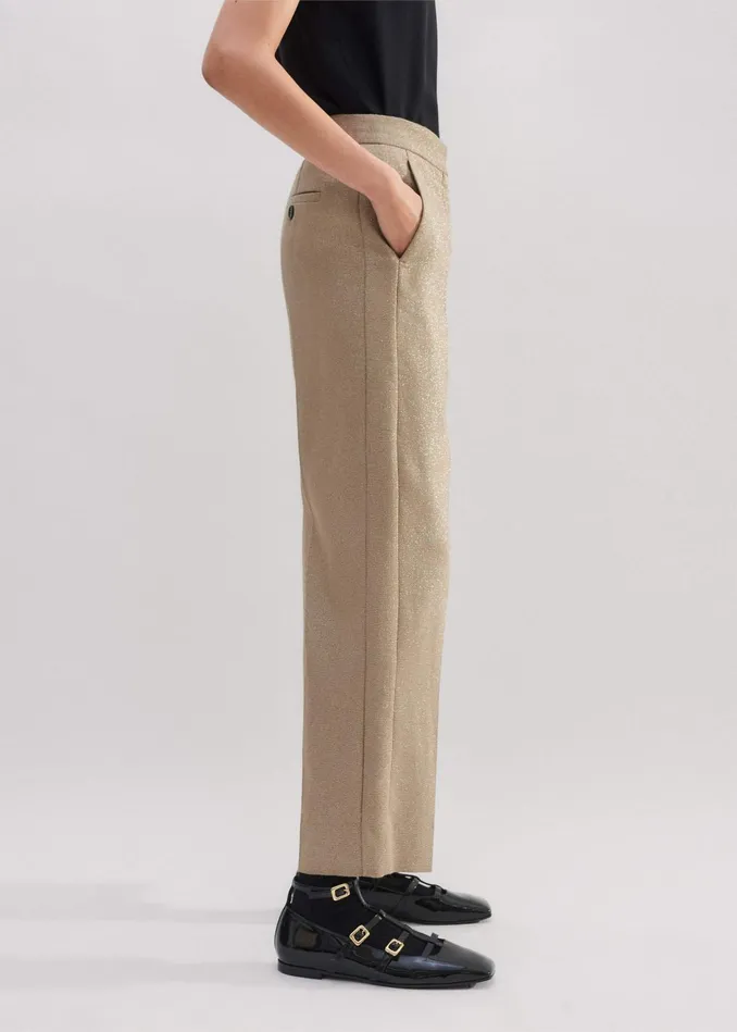 Women Metallic Slim Crop Pant Metallic MEEM