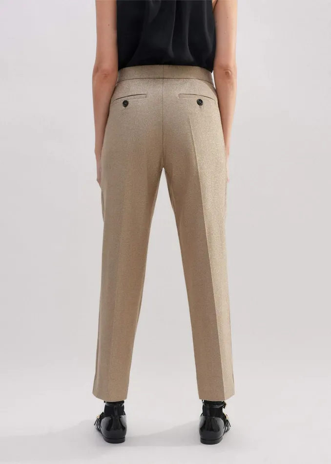 Women Metallic Slim Crop Pant Metallic MEEM