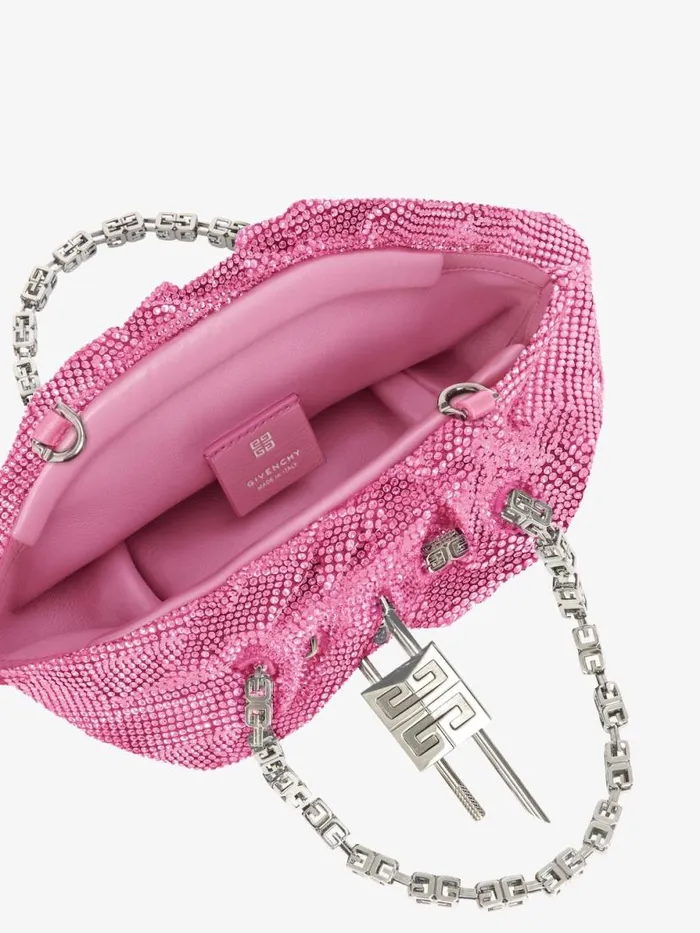 Women Micro Bags Givenchy Mini Kenny Bag In Satin With Strass Neon Pink Women Micro Bags Givenchy Mini Kenny Bag In Satin With Strass Neon Pink