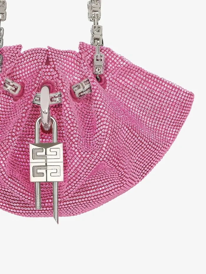 Women Micro Bags Givenchy Mini Kenny Bag In Satin With Strass Neon Pink Women Micro Bags Givenchy Mini Kenny Bag In Satin With Strass Neon Pink