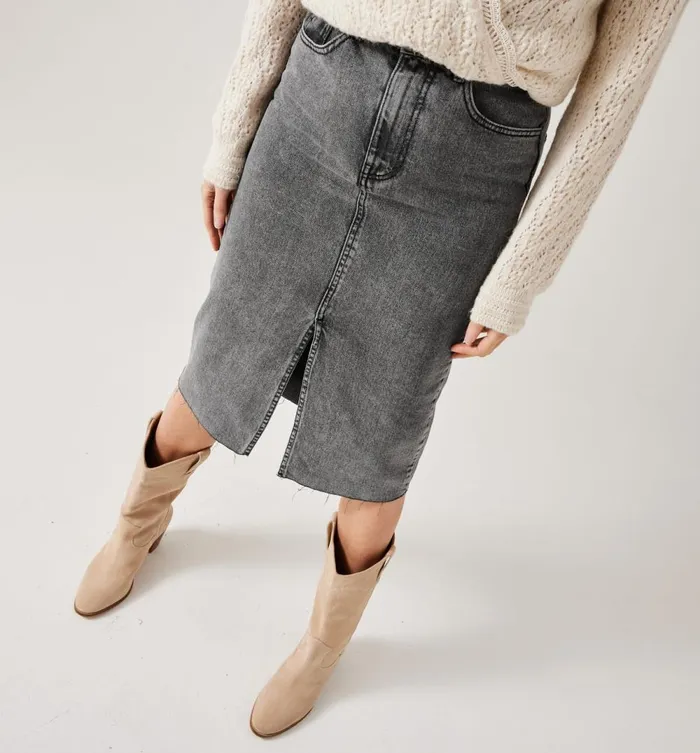 Women Midi Denim Skirt 8211 Grey Denim Promod Skirts Women Midi Denim Skirt 8211 Grey Denim Promod Skirts