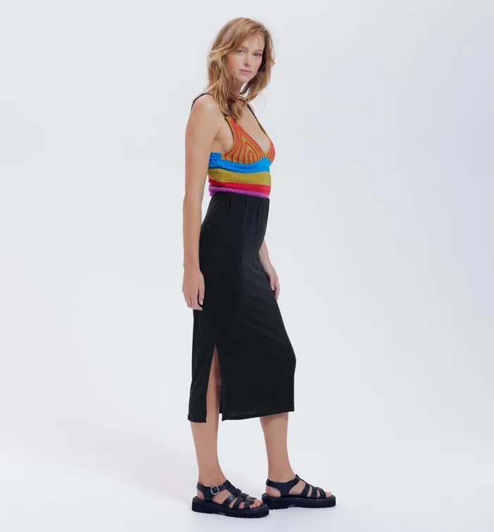 Women Midi Slit Skirt 8211 Black Promod Skirts Women Midi Slit Skirt 8211 Black Promod Skirts