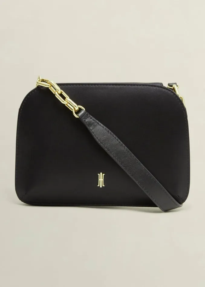 Women Milan Satin Clutch Bag Black Hobbs Bags