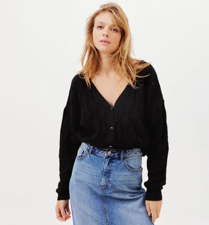 Women Milla Openwork 2Way Jumpeer 8211 Black Promod Jumpers And Cardigans