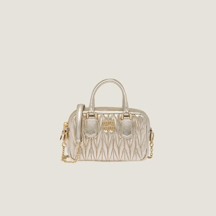 Women Mini Bags Miu Miu Arcadie Matelass Nappa Leather Minibag Pyrite