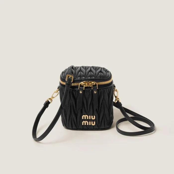 Women Mini Bags Miu Miu Matelass Nappa Leather Micro Bag Black