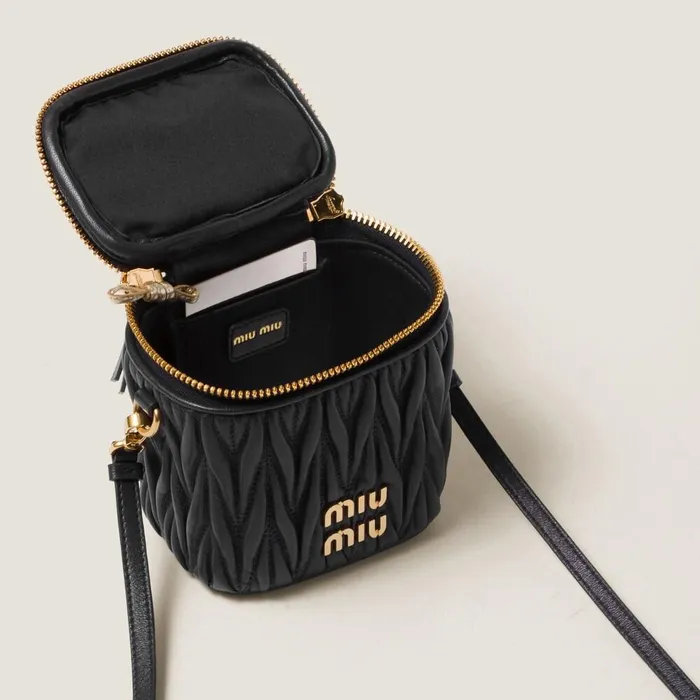 Women Mini Bags Miu Miu Matelass Nappa Leather Micro Bag Black Women Mini Bags Miu Miu Matelass Nappa Leather Micro Bag Black