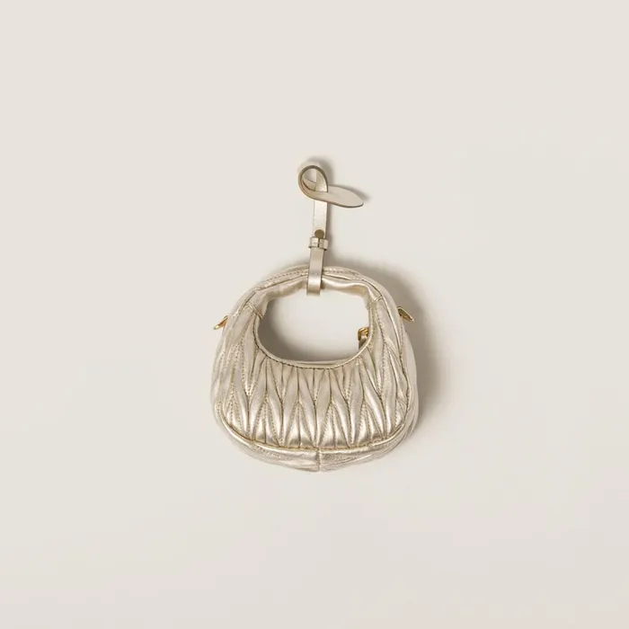 Women Mini Bags Miu Miu Wander Matelass Nappa Leather Micro Hobo Bag Pyrite Women Mini Bags Miu Miu Wander Matelass Nappa Leather Micro Hobo Bag Pyrite