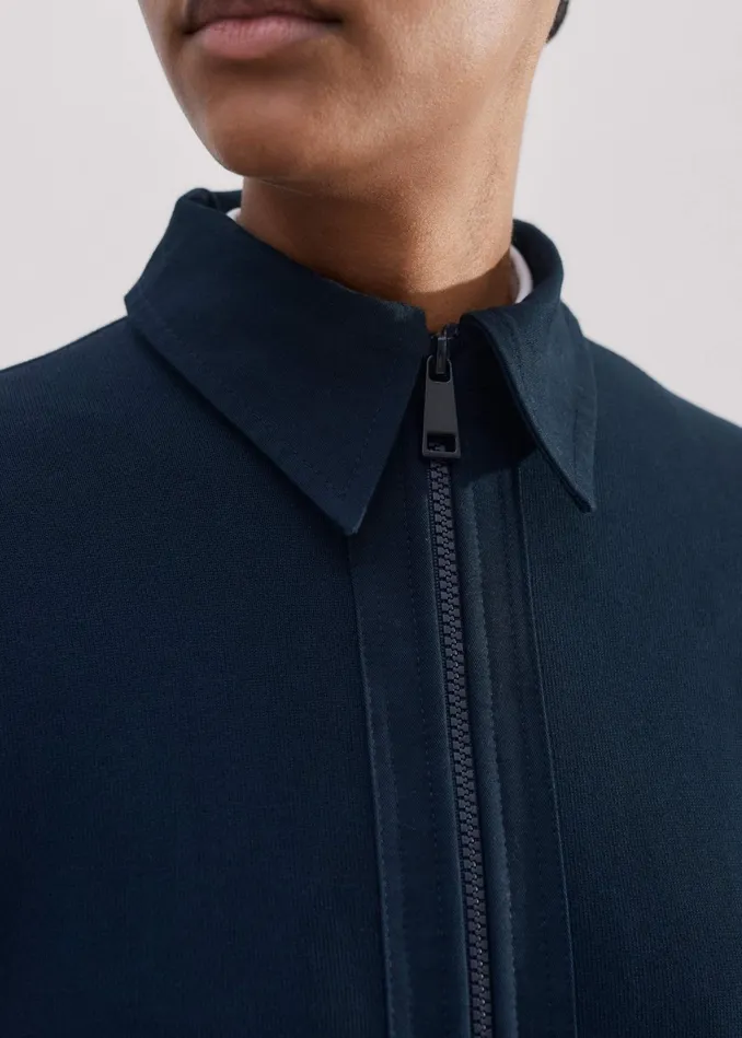 Women Mix Media Sweatshirting Midi Dress Navy MEEM