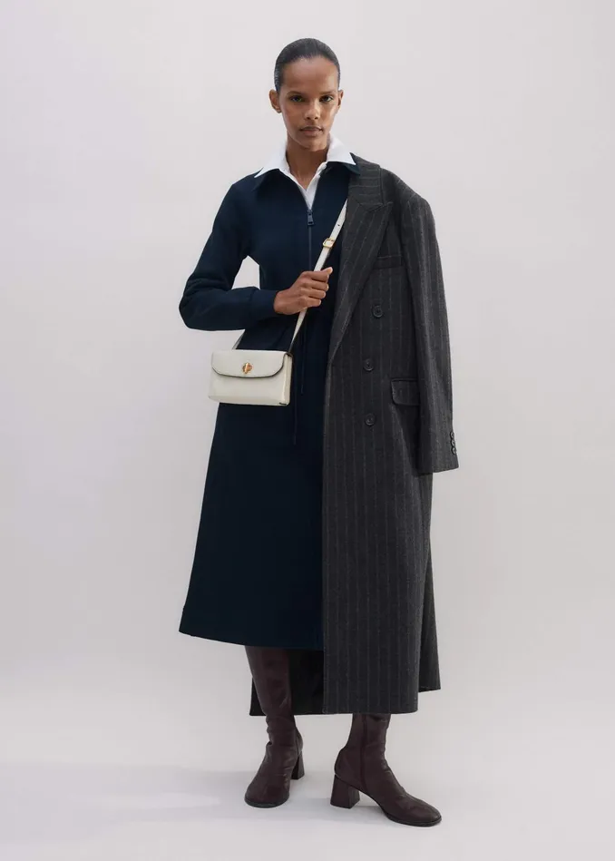 Women Mix Media Sweatshirting Midi Dress Navy MEEM