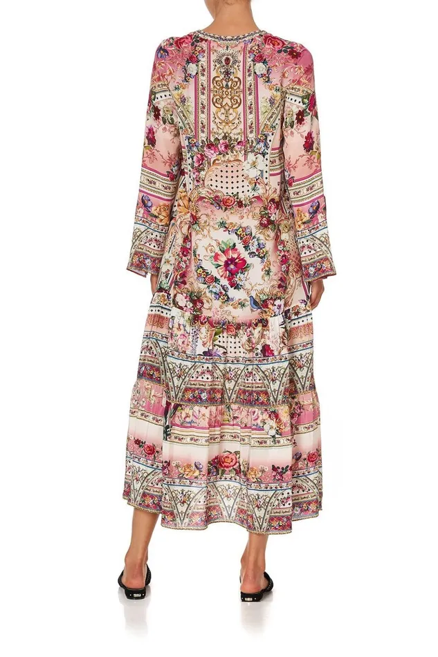 Women Modest Clothing Camilla Lace Up Dress With Tiered Hem Summoned By A Rose