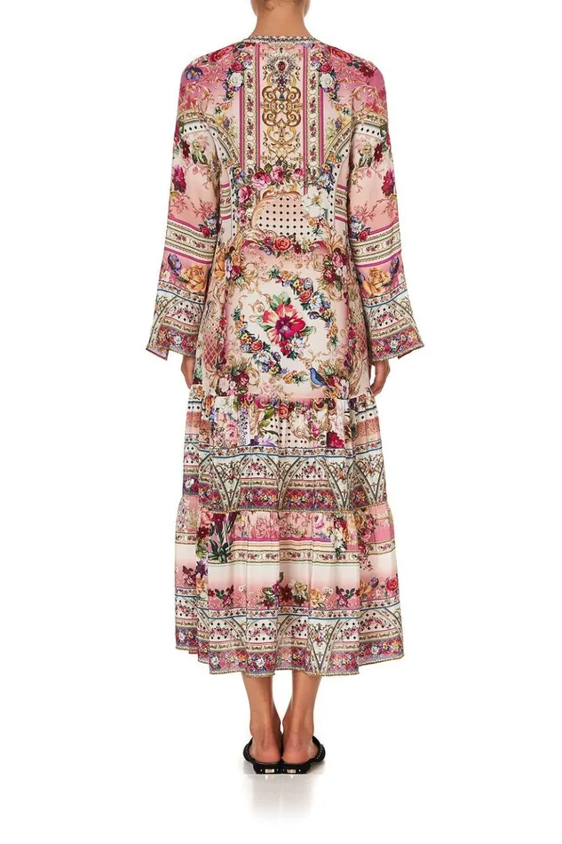 Women Modest Clothing Camilla Lace Up Dress With Tiered Hem Summoned By A Rose