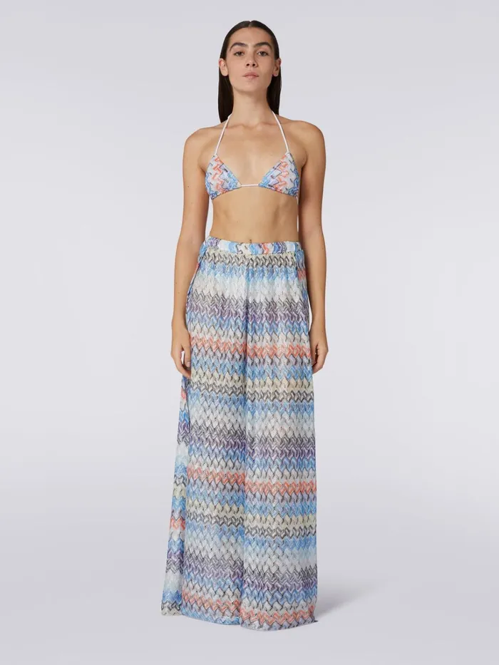 Women Multicoloured Viscose Knit LaceEffect Palazzo Trousers Multicoloured Missoni Beachwear
