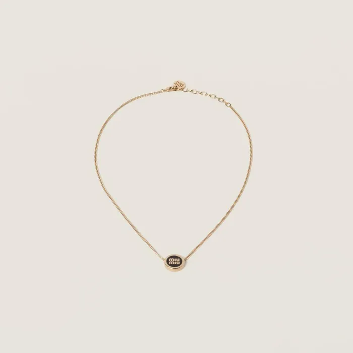 Women Necklaces Miu Miu Metal Necklace Black