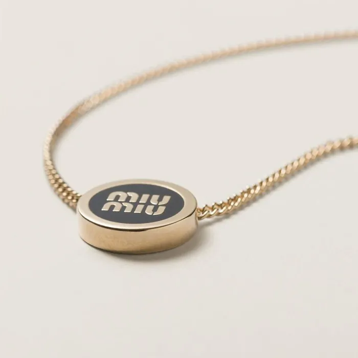 Women Necklaces Miu Miu Metal Necklace Black Women Necklaces Miu Miu Metal Necklace Black