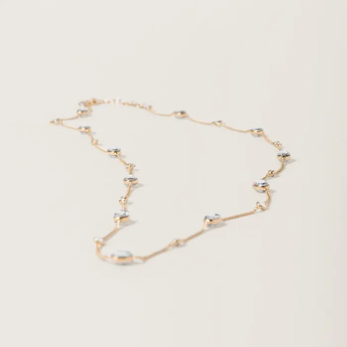 Women Necklaces Miu Miu Metal Necklace With Crystals Goldcrystal Women Necklaces Miu Miu Metal Necklace With Crystals Goldcrystal