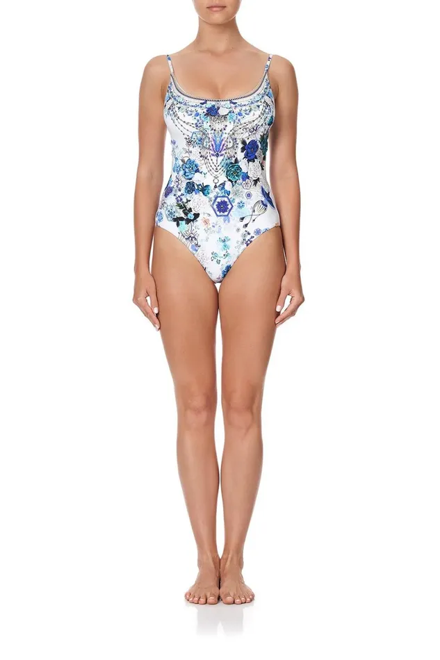 Women One Pieces Camilla Scoop Neck One Piece White Side Of The Moon