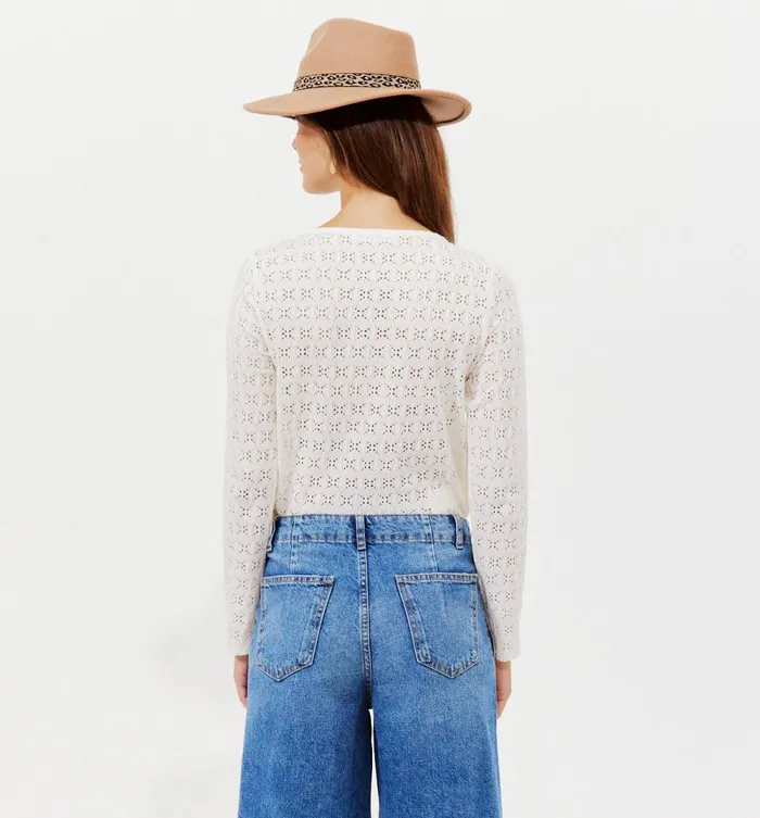 Women Openwork Top With VNeckline 8211 Ecru Promod Tops Women Openwork Top With VNeckline 8211 Ecru Promod Tops