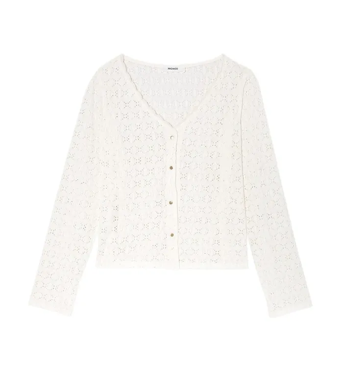 Women Openwork Top With VNeckline 8211 Ecru Promod Tops Women Openwork Top With VNeckline 8211 Ecru Promod Tops