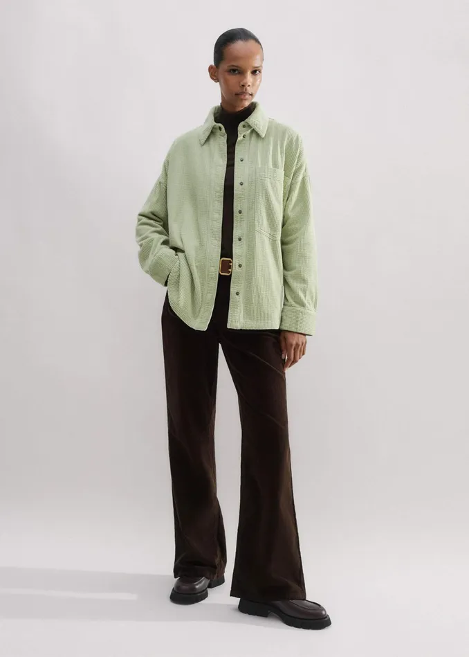 Women Oversized Cord Shacket Fresh Pistachio MEEM