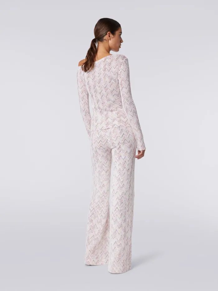 Women Palazzo Trousers In Viscose And Wool With Zigzag Pattern Multicoloured Missoni Trousers