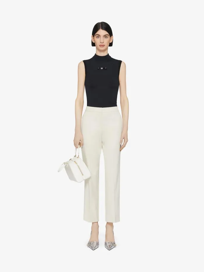 Women Pants and Shorts Givenchy Cropped Fit Tailored Pants In Cotton Eggshell