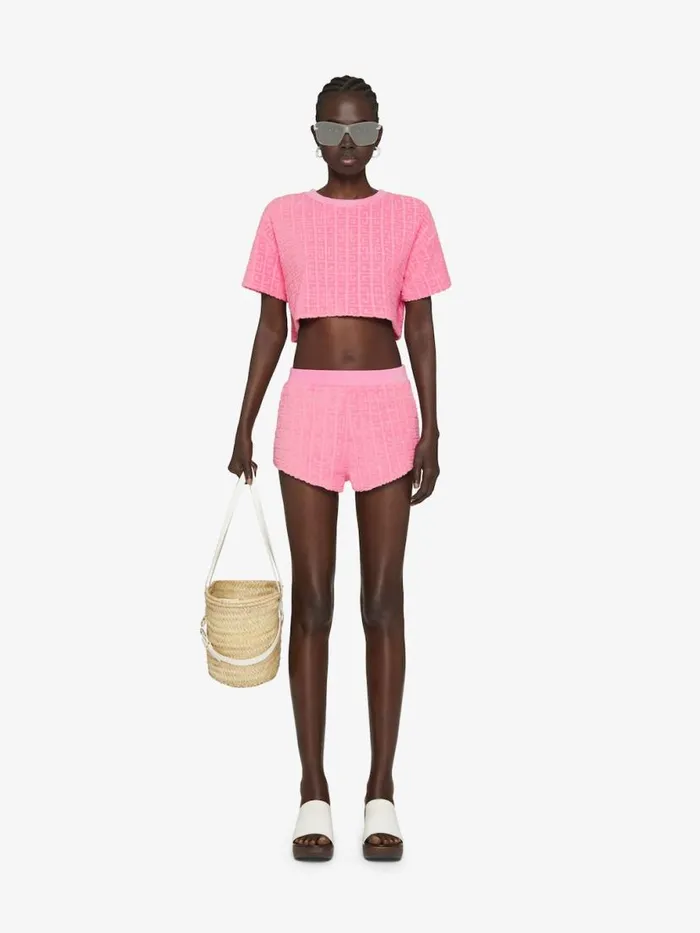 Women Pants and Shorts Givenchy Shorts In 4G Cotton Towelling Old Pink