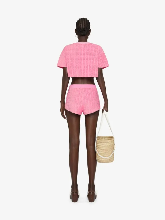 Women Pants and Shorts Givenchy Shorts In 4G Cotton Towelling Old Pink