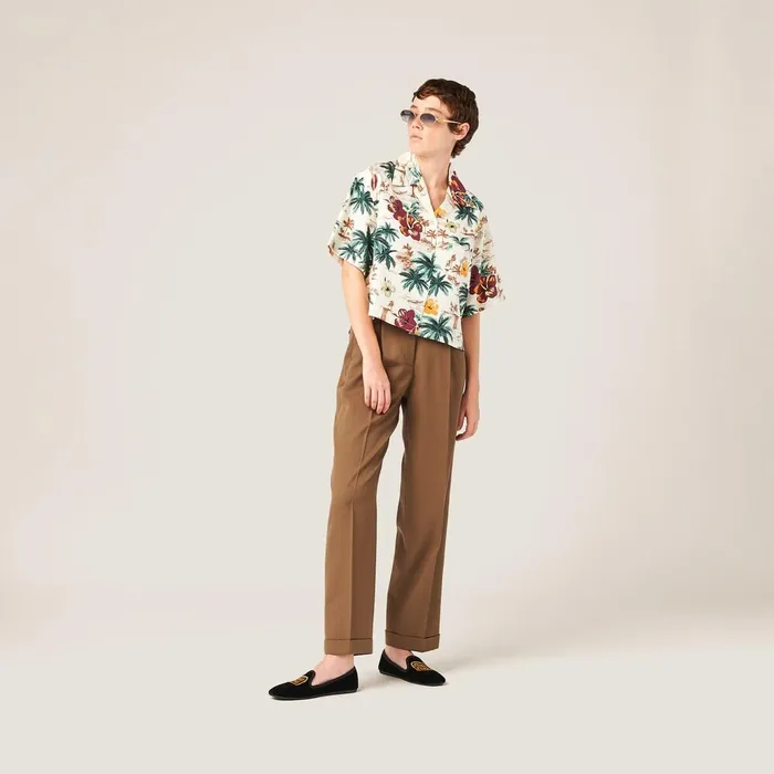 Women Pants And Shorts Miu Miu Gabardine Pants Cork Beige Women Pants And Shorts Miu Miu Gabardine Pants Cork Beige