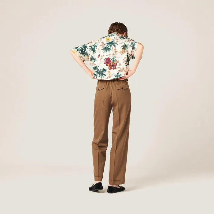 Women Pants And Shorts Miu Miu Gabardine Pants Cork Beige Women Pants And Shorts Miu Miu Gabardine Pants Cork Beige