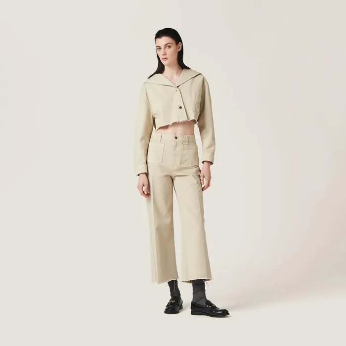 Women Pants And Shorts Miu Miu Garmentdyed Gabardine Pants Chalk White Women Pants And Shorts Miu Miu Garmentdyed Gabardine Pants Chalk White
