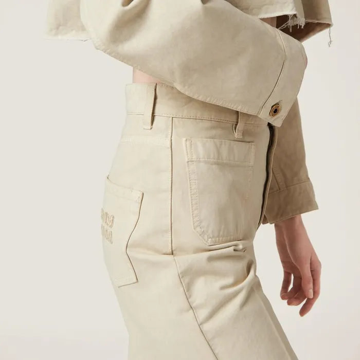 Women Pants And Shorts Miu Miu Garmentdyed Gabardine Pants Chalk White Women Pants And Shorts Miu Miu Garmentdyed Gabardine Pants Chalk White