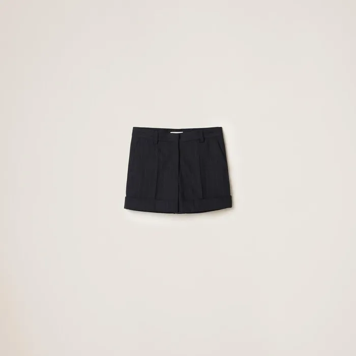 Women Pants And Shorts Miu Miu Pinstripe Bermuda Shorts Black